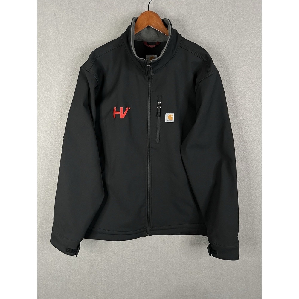 Carhartt Soft Shell Jacket 3XL Black Fleece Lined Rain Defender Work Logo 102199